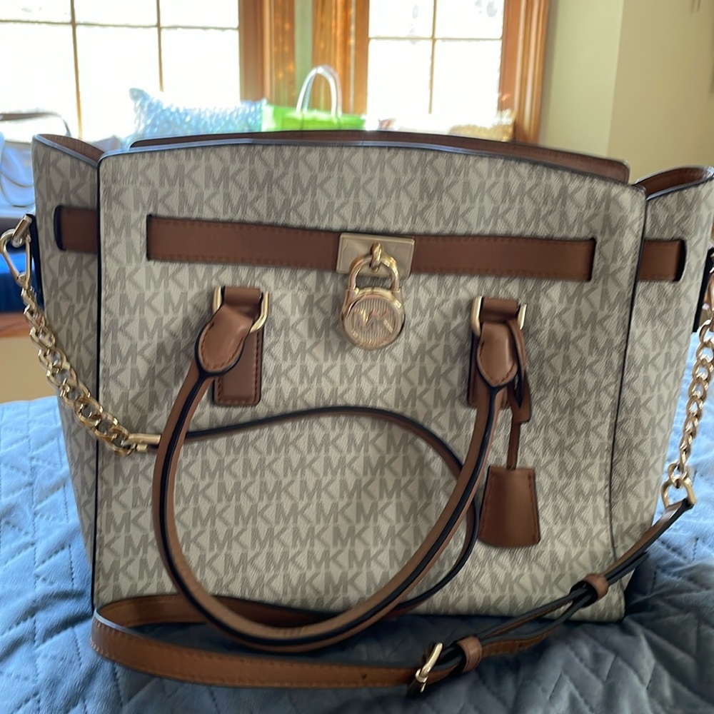 Michael Kors Hamilton white logo 11.5” x 10” x 5.5” good condition
